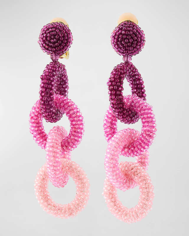 Beaded Oval Ring Clip-On Earrings